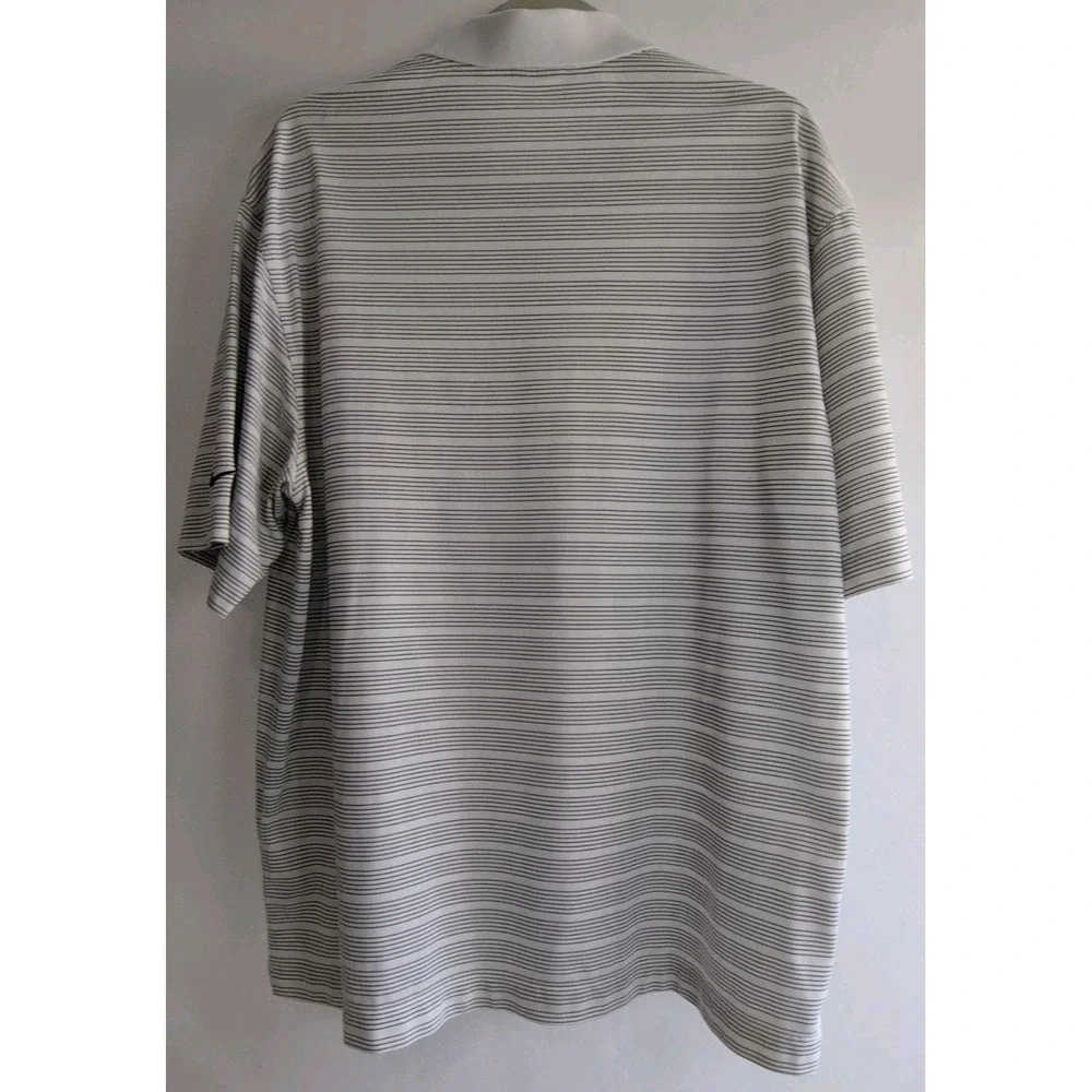 Nike Golf Men's Striped Polo Shirt Short Sleeve White‎ Black Size Large